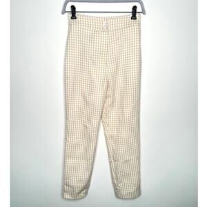 Song of Style (Revolve) Janie Beige White Check Pants, Women's Size X-SMALL